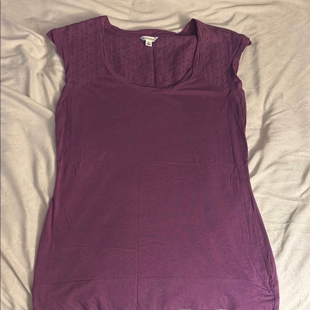 Calvin Klein Purple Fitted‎ Cap Sleeve Blouse